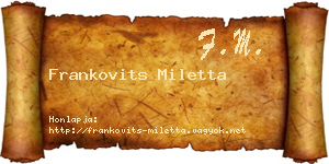 Frankovits Miletta névjegykártya